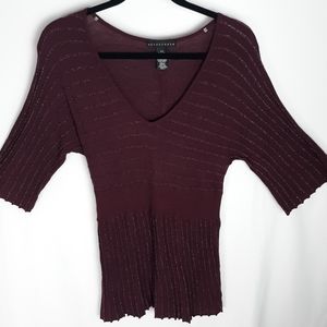 APOSTROPHE Glitter Knit Top Maroon Size Small